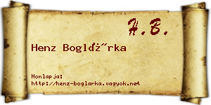 Henz Boglárka névjegykártya