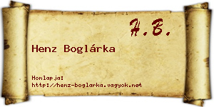 Henz Boglárka névjegykártya